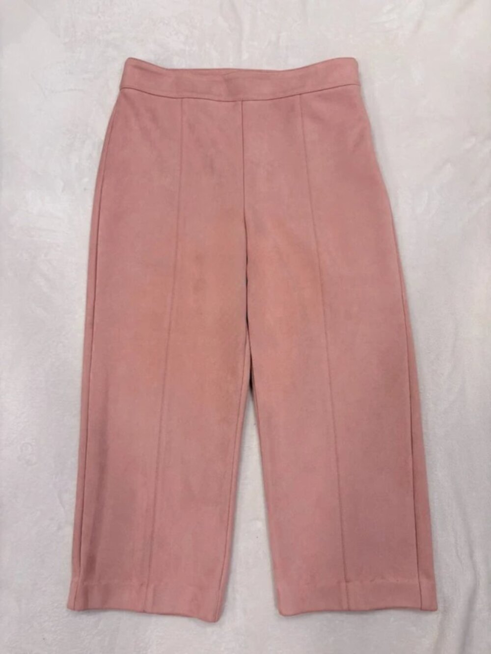 Dusty Rose High Rise Wide Leg Cropped Pants